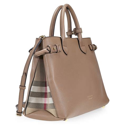 burberry medium banner leather and house check tote|Burberry medium canvas check tote.